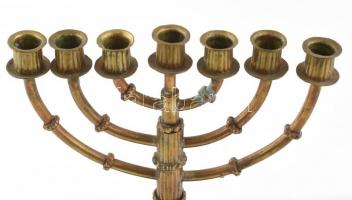 Menóra, réz, kopott, m: 22 cm