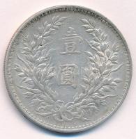 Kína 1914. 1$ (1Y) Ag "Yüan Shihkai" 6 karakter (26,84g) T:3
China 1914. 1 Dollar (1 Yuan...