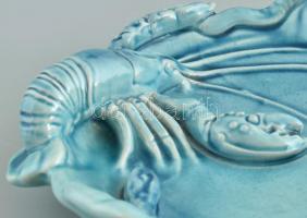 Zsolnay alapmázas rákos tál, jelzés nélkül, mázrepedésekkel, d: 16,5 cm