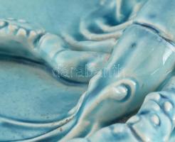 Zsolnay alapmázas rákos tál, jelzés nélkül, mázrepedésekkel, d: 16,5 cm