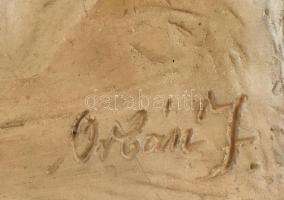 Orbán József (1901-1974) Krisztus fej. Mázas cserép. Jelzett 21 cm