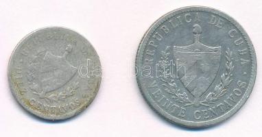 Kuba 1915. 10c Ag + 1932. 20c Ag T:3 ph.
Cuba 1915. 10 Centavos Ag + 1932. 20 Centavos Ag C:F edge ...