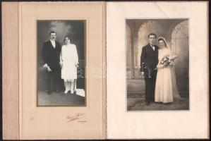 cca 1900-40 össz. 4 db francia fotó, 2 db esküvő témában, 10x7 és 16x11 cm közötti méretben