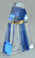 Kék-fehér csiszolt parfümös üveg, eredeti dobozában, kis kopásnyomokkal, m: 10 cm
