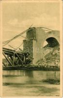 Gesprengte Eisenbahnbrücke am Strypafluss 1915 / Első világháborús német katonai lap, felrobbantott vasúti híd/ WWI German military blown up railway bridge