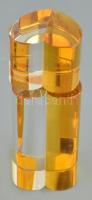 Sárga csiszolt parfümös üveg, eredeti dobozában, kis kopásnyomokkal, m: 10,5 cm