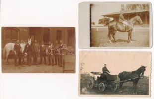 3 db RÉGI első világháborús katonai fotó, lovaskatonák / 3 pre-1945 WWI military photos, cavalrymen