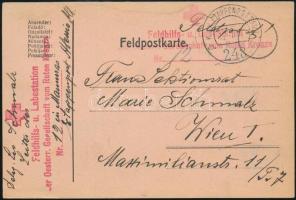 1917 Tábori posta levelezőlap "Feldhilfs- u. Labestation der Oesterr. Gesellschaft vom Roten Kreuz" + "EP 248 a", 1917 Field postcard "Feldhilfs- u. Labestation der Oesterr. Gesellschaft vom Roten Kreuz" + "EP 248 a"