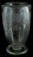 Halas üveg váza, kopásnyomokkal, m: 23 cm