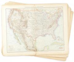 cca 1880-1900 össz. 15 db kétoldalas német nyelvű térkép (Magyarország, USA, Dánia, Hollandia, Németország stb.), feltehetően egy atlaszból, szakadásokkal, foltokkal, Magyarország firkált, 40x50 cm