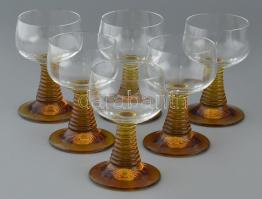 6 darabos Römer iparművész pohár szett, hibátlan, m: 11cm, V: 0,1l