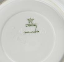 Csehszlovák teás csésze, 4 db, kézzel festett porcelán, jelzett, kopott