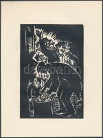 Frans Masereel (1889-1972): Gesztenyeárus. Fametszet, papír, jelzett a fametszeten, 16x11 cm