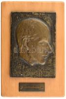 Jelzés nélkül: Bartók Béla (1881-1945) patinázott bronz plakett. 9x13 cm, fa alapon