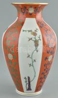 Herendi Gödöllő (SR - Siang Rouge) mintás váza. Kézzel festett, jelzett, hibátlan m: 24 cm