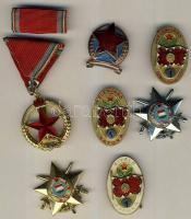 7db klf szocialista kitüntetés, sapkajelvény, egyik díszdobozban! T:2