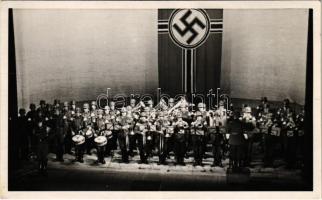 WWII NSDAP German Nazi Party propaganda, military bands performance, swastika. Photo-Haus W. Anton (Plauen i. V.) photo
