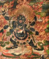 Tibeti buddhista tangka (A hatkarú Mahakala a buddhizmus egyik Dharmapalája és Avalokitesvara megtes...