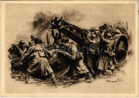 WWII Nazi Germany military art postcard, soldiers. artist signed (non PC) (EK)