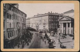 cca 1890 Trieszt, Tergesteo e Borsa Vecchia, keményhátú fotó, 10,5×16,5 cm / Trieste, vintage photo