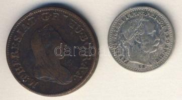 1872KB 10kr Ag T:3 + Ausztria/magyar verdejel 1780K 1Kr M.Theresia T:3