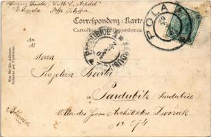 1904 Pola, Pula; SM Schiff Árpád K.u.K. Kriegsmarine / SMS Árpád az Osztrák-Magyar Haditengerészet H...