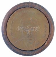 Hetés György (1921-1998) DN Csík Ferenc olimpiai bajnok - 1913-1945 egyoldalas, öntött bronz plakett fa talpon, függesztőkarikával (102mm) T:1-