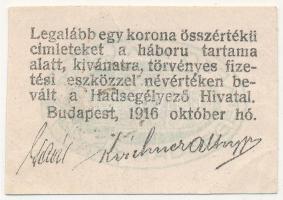 Budapest 1916. 2f "Hadsegélyező Hivatal" hiányos nyomat(?) T:I- 
Hungary / Budapest 1916....