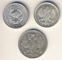 Cári Oroszország 1912. 15k Ag + 1916. 10k Ag T:1/2+,2-/3+ + Szovjetunió 1929. 10k Ag T:1/2+