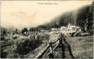 1914 Tuchla, Kolonia Wakacyjna w Tuchli / holiday resort, railway line, railway station (EK)