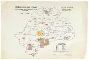 1946 Erdély bányászati térképe, az áramfejlesztő telepek feltüntetésével. 1 : 1.450.000. Magyar Állami Nyomda, szélén kis sérülésekkel, 46x31 cm / Mining Map of Transylvania