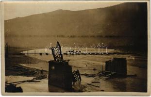 WWI military, temporary bridge in Italy. photo