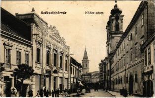 1906 Székesfehérvár, Nádor utca, Kereskedelmi Bank, Veisz János és Fia, Klein Ignác üzlete. Eisler Adolf kiadása (r)