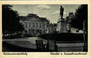 Hódmezővásárhely, Kossuth szobor, Országzászló, Fekete Sas szálloda (EK)