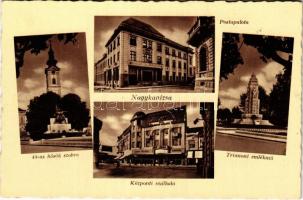 Nagykanizsa, Postapalota, Trianoni emlékmű, 48-as hősök szobra, Központi szálloda és kávéház