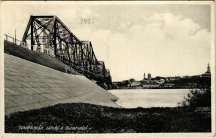 1931 Dunaföldvár, látkép a Duna híddal. Somló Manó kiadása (b)