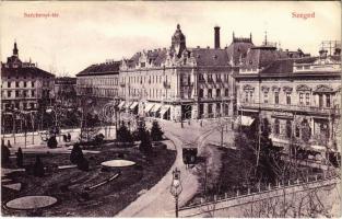 1907 Szeged, Széchenyi tér, lóvasút, Engelsmann Ádám üzlete (EK)