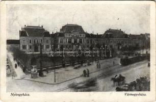 1926 Nyíregyháza, Vármegyeháza, Nyírvidéki Kisvasút vonatja, városi vasút (fa)
