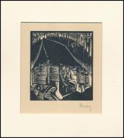 Buday György (1907-1990): Illusztráció . Fametszet, utólagos jelzéssel, paszpartuban 11,5×10,5 cm