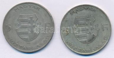 1947. 5Ft Ag "Kossuth" (2x) T:2-,3 patina Adamo F8.1