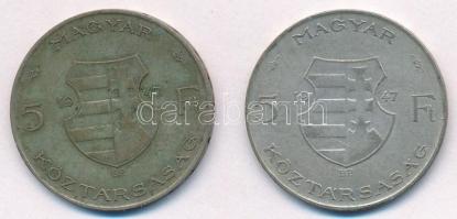 1947. 5Ft Ag "Kossuth" (2x) T:3 patina Adamo F8.1