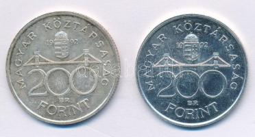 1992. 200Ft Ag "MNB" (2x) T:1-,2 
Adamo F13