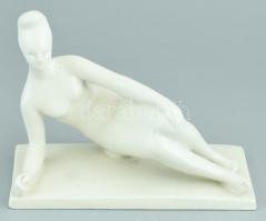 Fekvő nő, porcelán, jelzett: Marosán L. kopott, m: 13cm