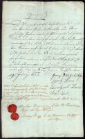 1833 Zeugniss - bizonyítvány komáromi szolgabíró és esküdt hitelesítő pecsétjével