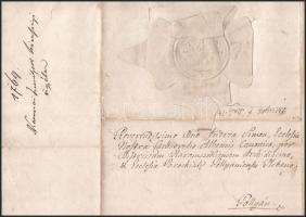 1769 Katonai személyek házassági ügyében kelt hivatalos levél Nagyszebenből Pollyára, papírfelzetes ...