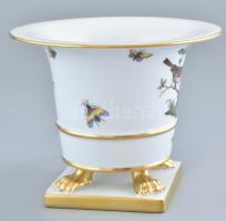 Herendi Rotschild mintás körmös mini váza, kézzel festett, jelzett, kopásnyomokkal, m:12cm
