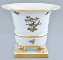 Herendi Rotschild mintás körmös mini váza, kézzel festett, jelzett, kopásnyomokkal, m:12cm