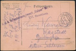 1915 Tábori posta levelezőlap K.u.k. Infanterieregiment Kaiser Nr.1. + EP 327