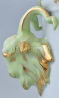 Herendi Viktória mintás, kézzel festett nagyméretű kosfejes porcelán kaspó, kopott, m: 17 cm
