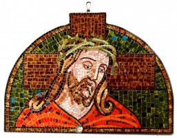 Fock Antal (1924-2004): Jézus. Mozaik. Jelzés nélkül. 63x43cm